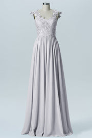 Lace Column V-Neck Sleeveless Bridesmaid Dress-B08232
