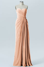 Chiffon Column Strapless Sleeveless Bridesmaid Dress-B08235