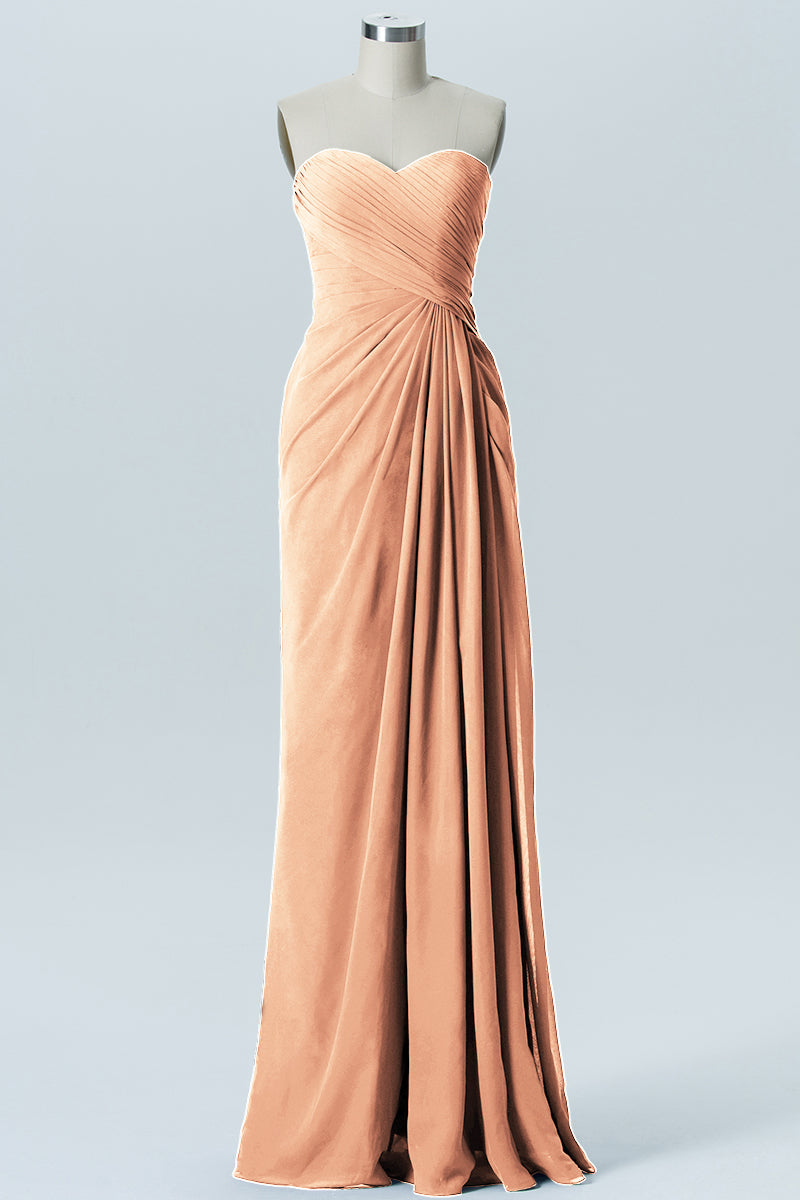 Chiffon Column Strapless Sleeveless Bridesmaid Dress-B08235