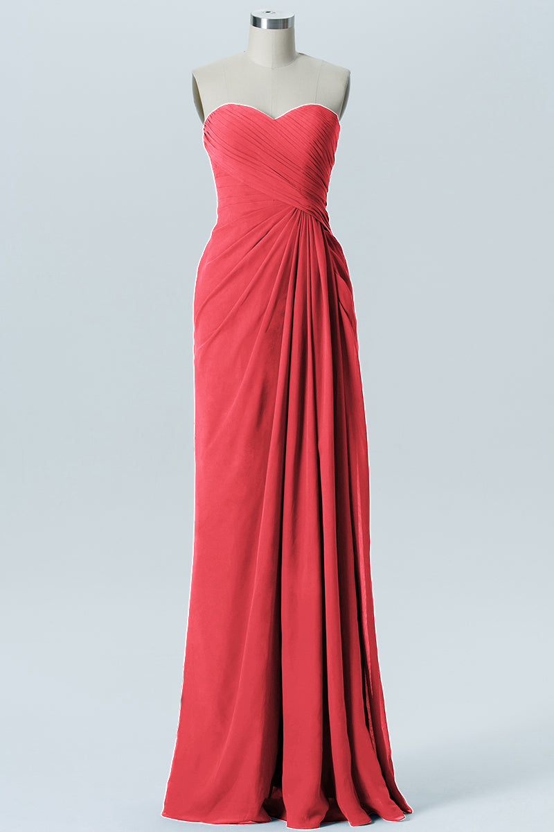 Chiffon Column Strapless Sleeveless Bridesmaid Dress-B08235
