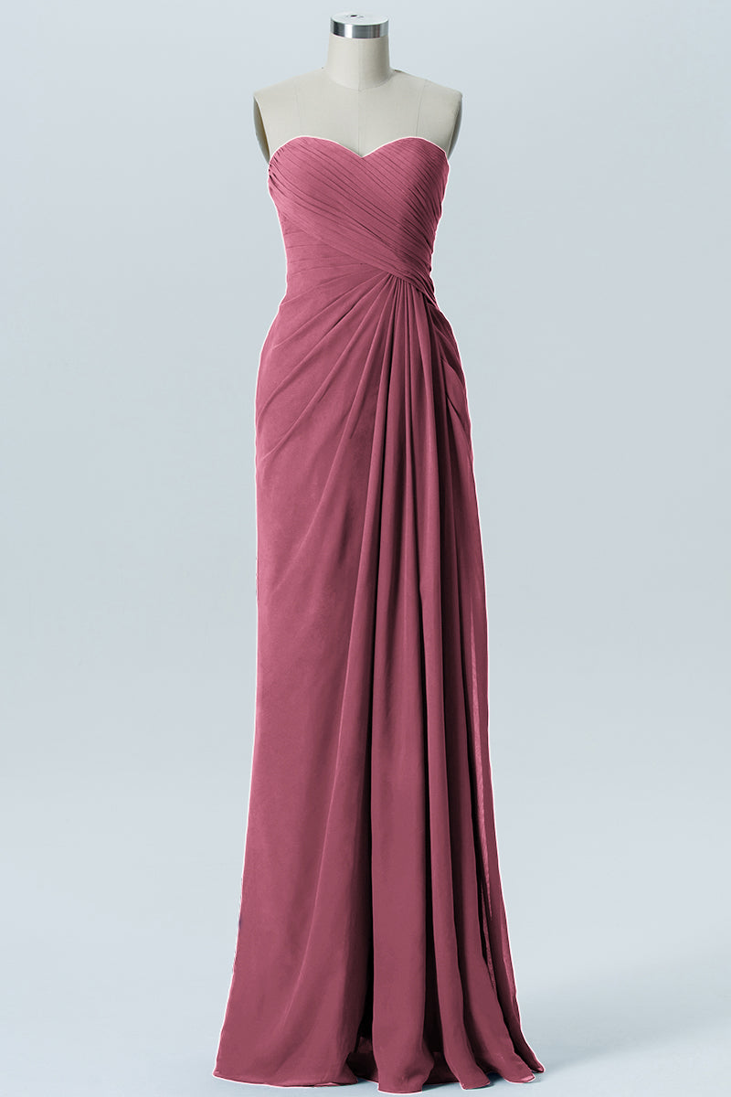 Chiffon Column Strapless Sleeveless Bridesmaid Dress-B08235