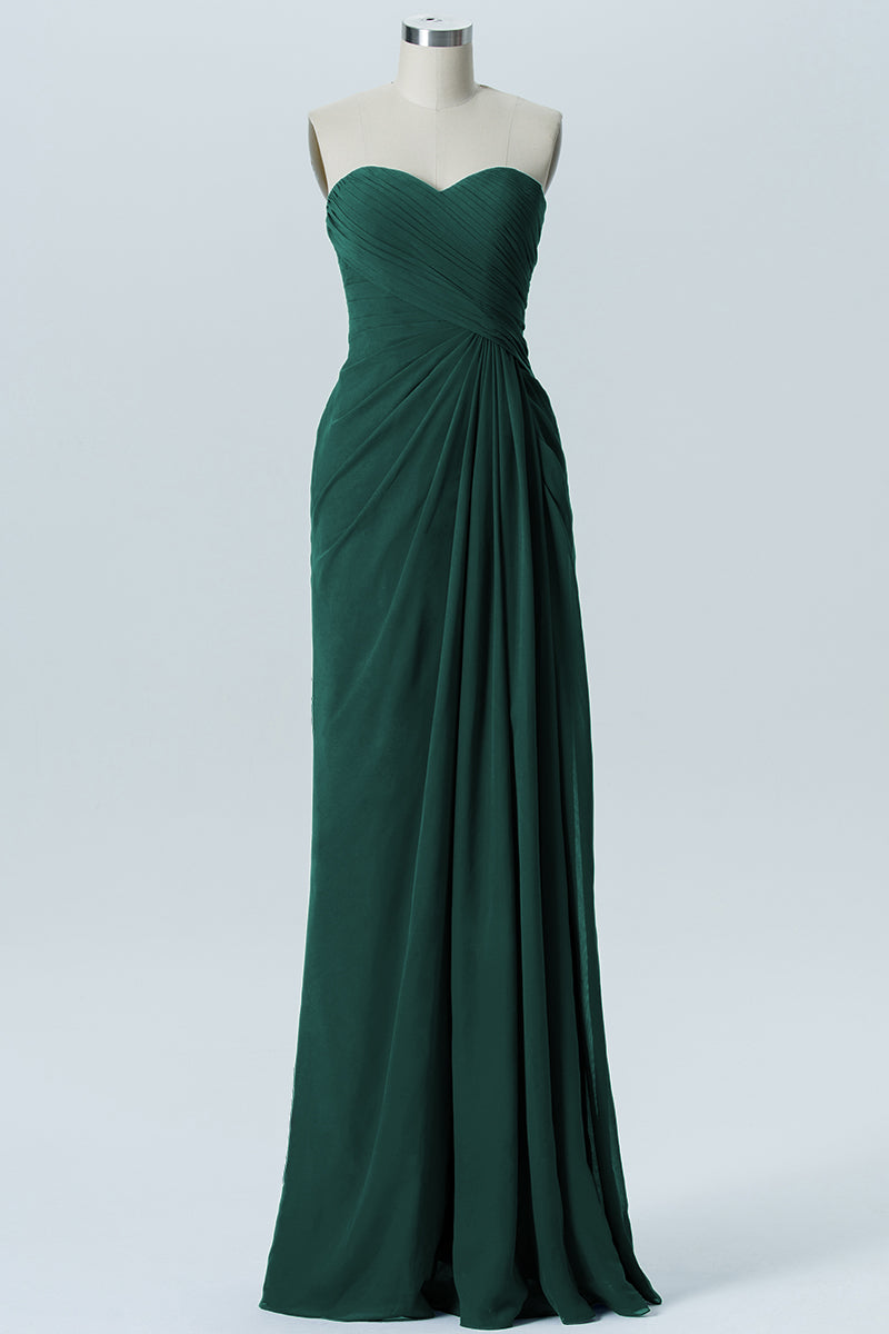 Chiffon Column Strapless Sleeveless Bridesmaid Dress-B08235