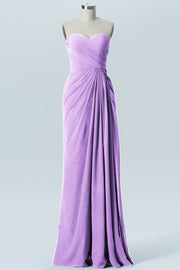 Chiffon Column Strapless Sleeveless Bridesmaid Dress-B08235