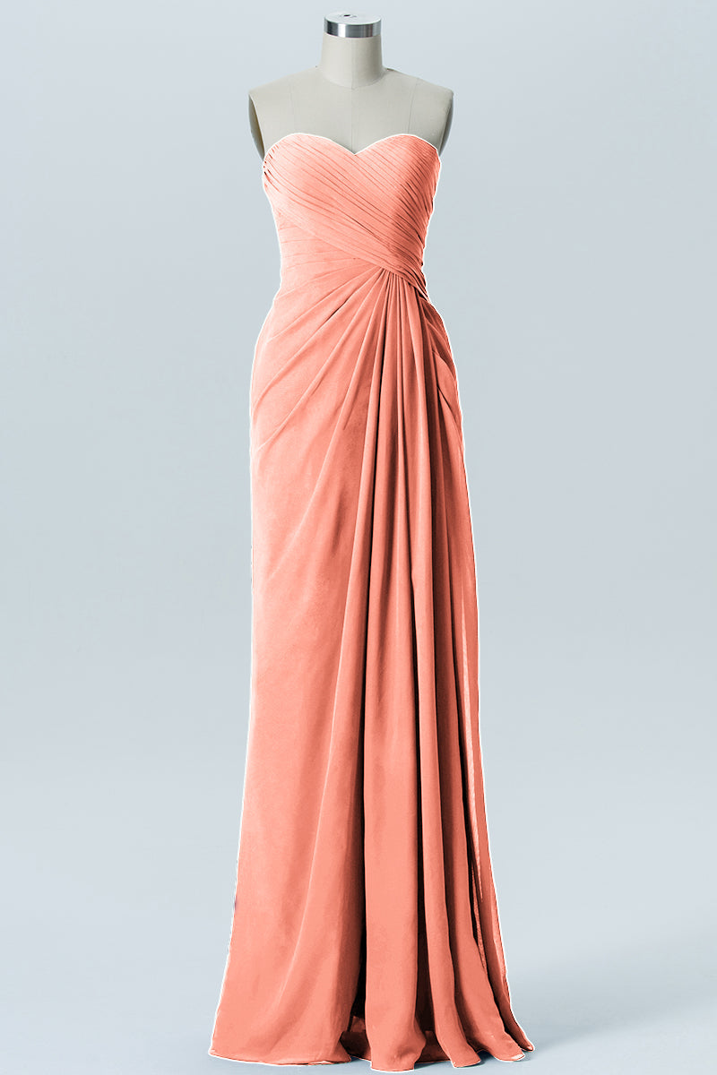 Chiffon Column Strapless Sleeveless Bridesmaid Dress-B08235