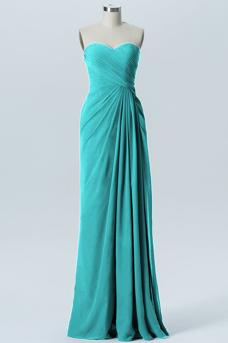 Chiffon Column Strapless Sleeveless Bridesmaid Dress-B08235