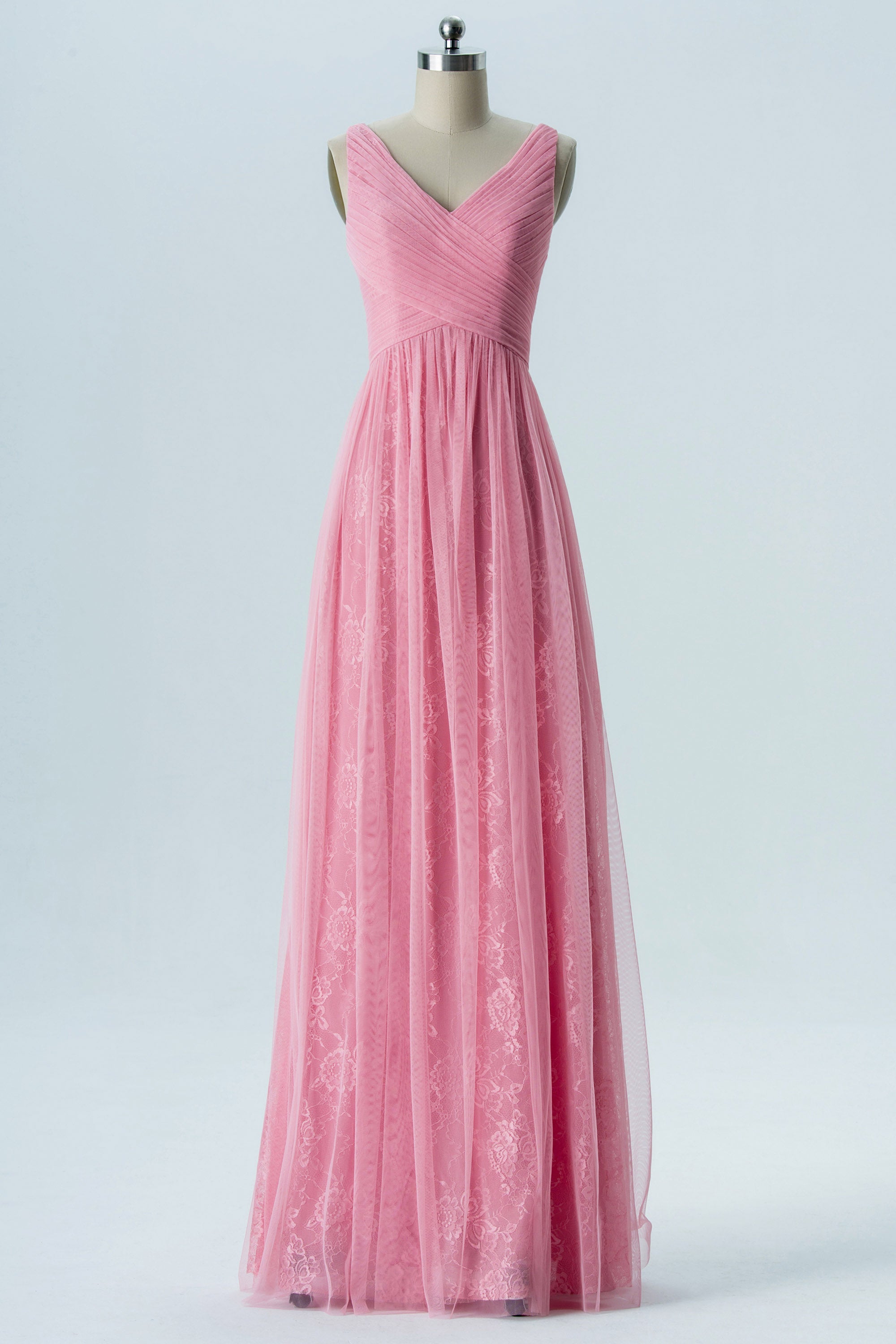 Lace V-Neck Sleeveless Bridesmaid Dress| Plus Size | 60+ Colors