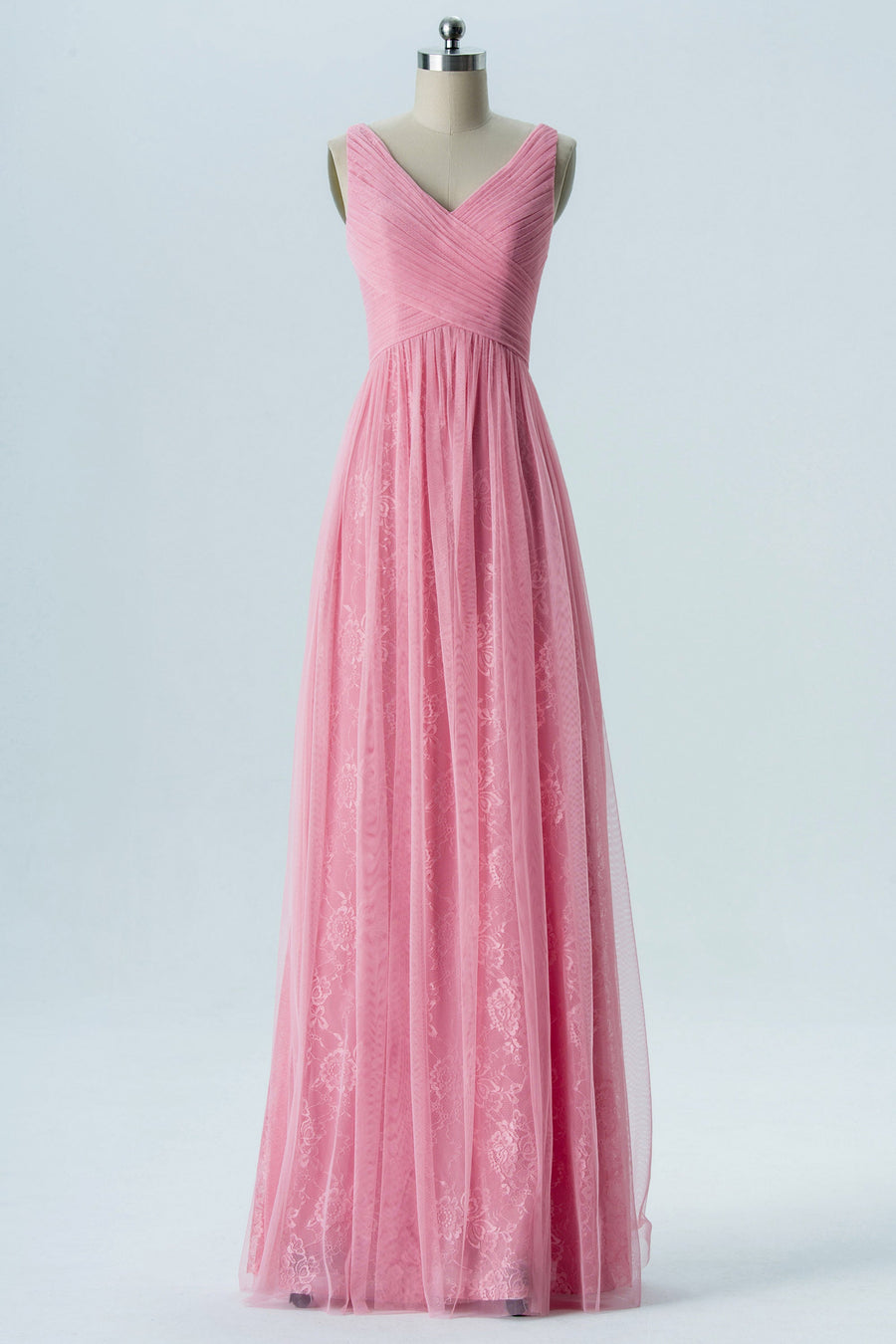 Lace V-Neck Sleeveless Bridesmaid Dress| Plus Size | 60+ Colors