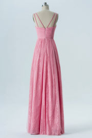 Lace V-Neck Sleeveless Bridesmaid Dress| Plus Size | 60+ Colors