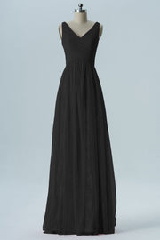 Lace Column V-Neck Sleeveless Bridesmaid Dress-B08306