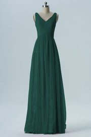 Lace Column V-Neck Sleeveless Bridesmaid Dress-B08306