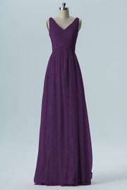 Lace Column V-Neck Sleeveless Bridesmaid Dress-B08306