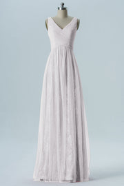 Lace Column V-Neck Sleeveless Bridesmaid Dress-B08306