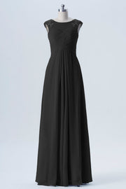 Lace Column Scoop Neck Sleeveless Bridesmaid Dress-B08313