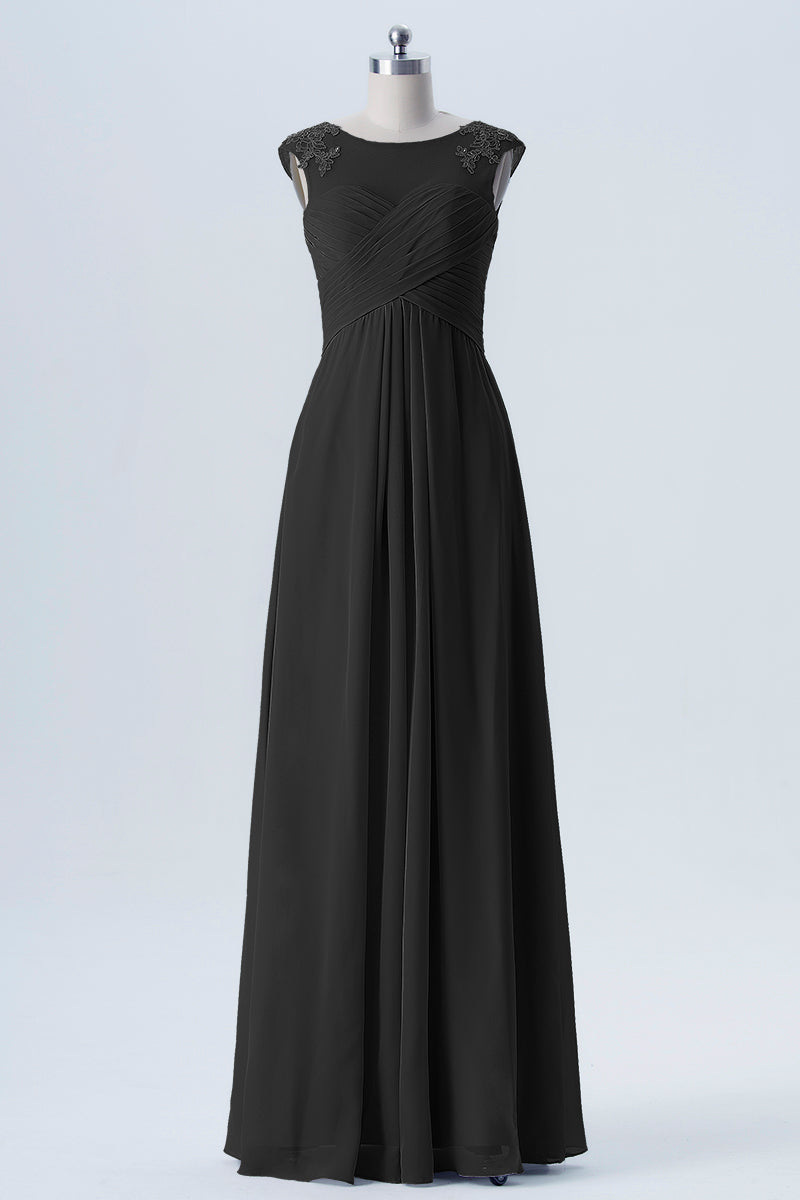 Lace Column Scoop Neck Sleeveless Bridesmaid Dress-B08313