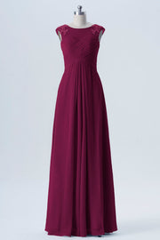 Lace Column Scoop Neck Sleeveless Bridesmaid Dress-B08313