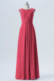 Lace Column Scoop Neck Sleeveless Bridesmaid Dress-B08313