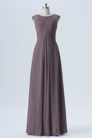 Lace Column Scoop Neck Sleeveless Bridesmaid Dress-B08313