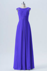 Lace Column Scoop Neck Sleeveless Bridesmaid Dress-B08313