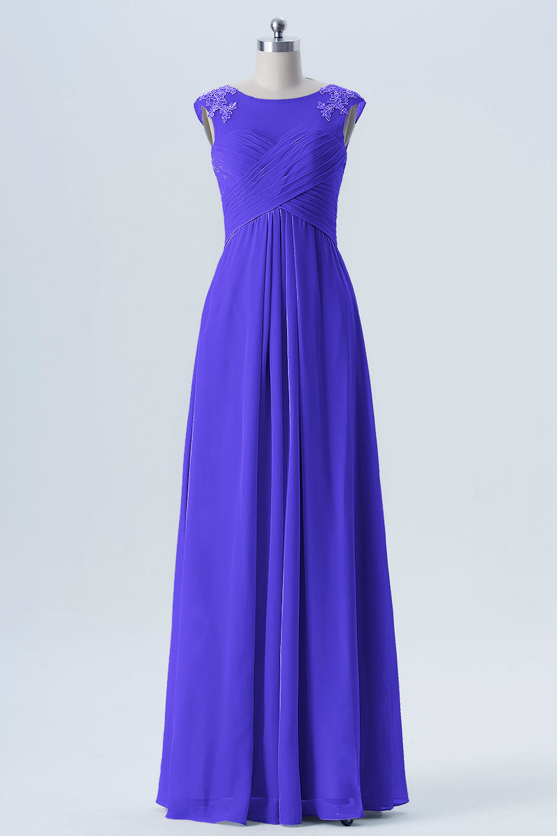 Lace Column Scoop Neck Sleeveless Bridesmaid Dress-B08313