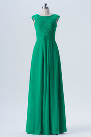 Lace Column Scoop Neck Sleeveless Bridesmaid Dress-B08313