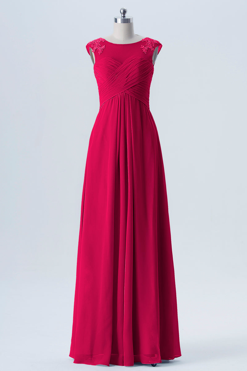 Lace Column Scoop Neck Sleeveless Bridesmaid Dress-B08313