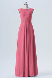Lace Column Scoop Neck Sleeveless Bridesmaid Dress-B08313