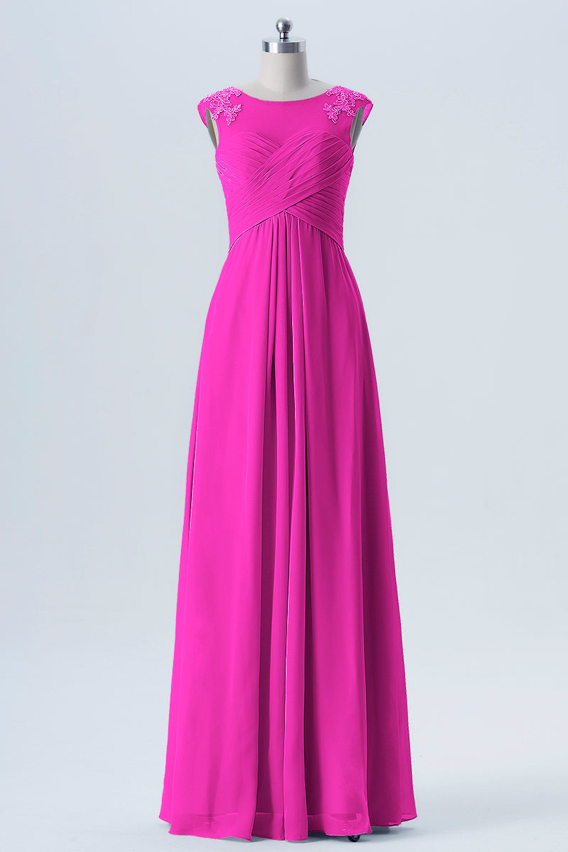 Lace Column Scoop Neck Sleeveless Bridesmaid Dress-B08313