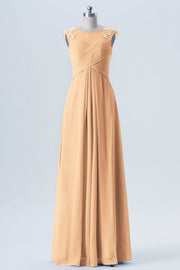 Lace Column Scoop Neck Sleeveless Bridesmaid Dress-B08313