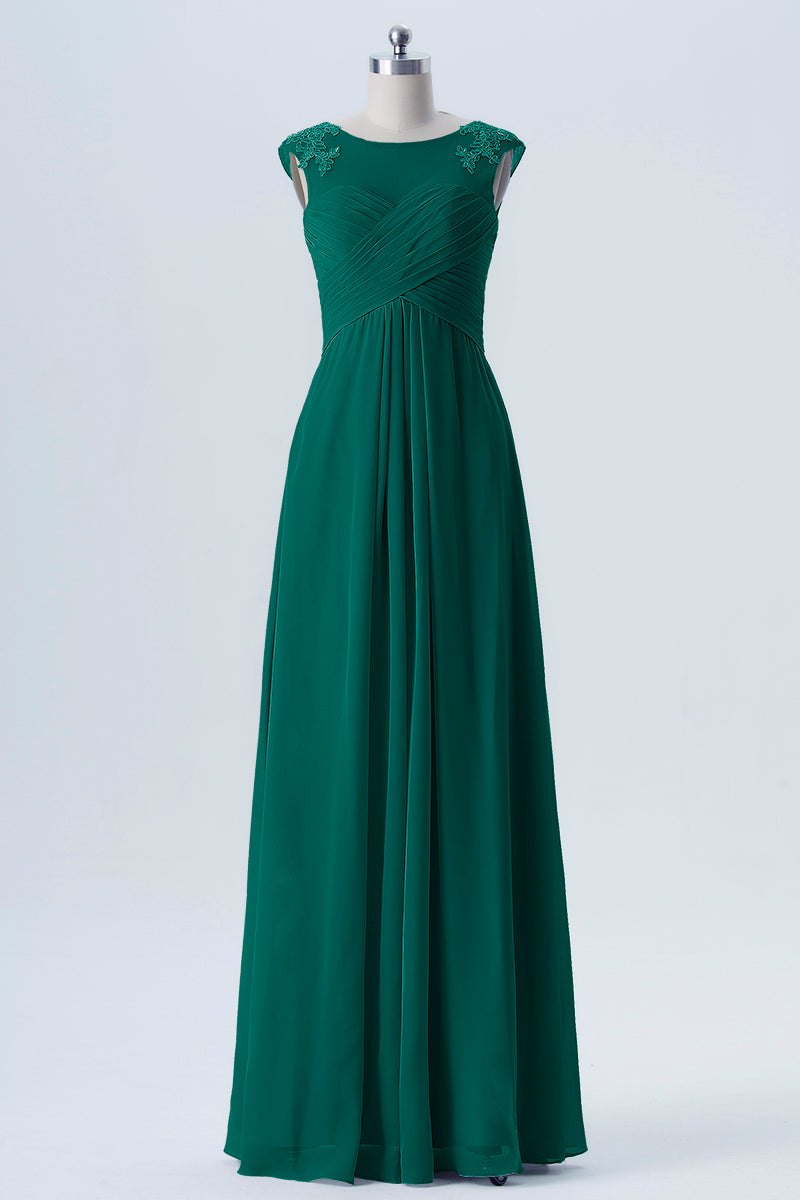 Lace Column Scoop Neck Sleeveless Bridesmaid Dress-B08313