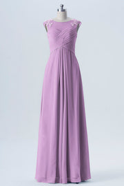 Lace Column Scoop Neck Sleeveless Bridesmaid Dress-B08313