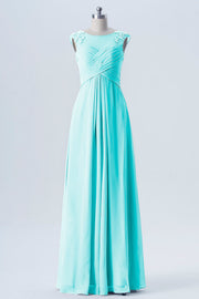 Lace Column Scoop Neck Sleeveless Bridesmaid Dress-B08313