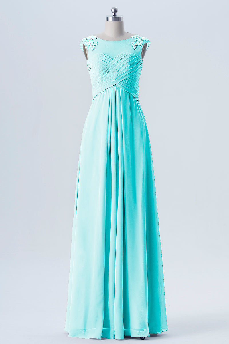Lace Column Scoop Neck Sleeveless Bridesmaid Dress-B08313