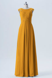 Lace Column Scoop Neck Sleeveless Bridesmaid Dress-B08313