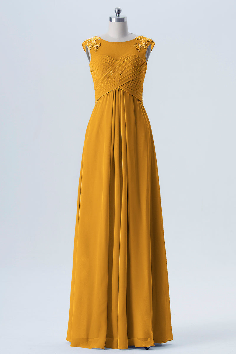 Lace Column Scoop Neck Sleeveless Bridesmaid Dress-B08313