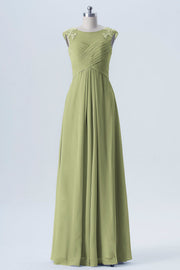 Lace Column Scoop Neck Sleeveless Bridesmaid Dress-B08313