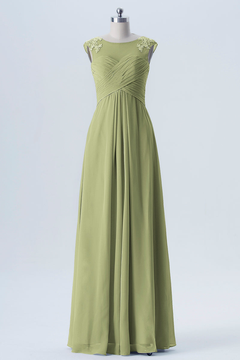 Lace Column Scoop Neck Sleeveless Bridesmaid Dress-B08313