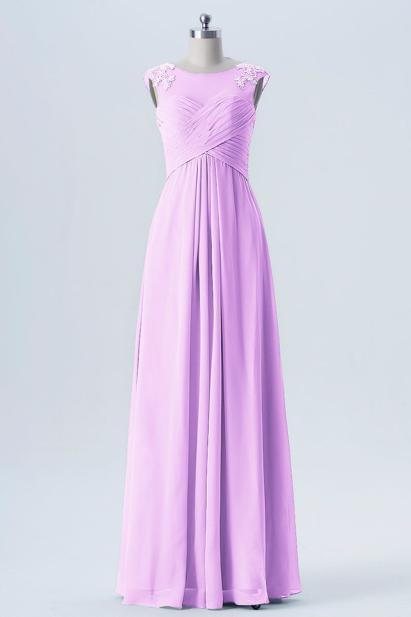 Lace Column Scoop Neck Sleeveless Bridesmaid Dress-B08313