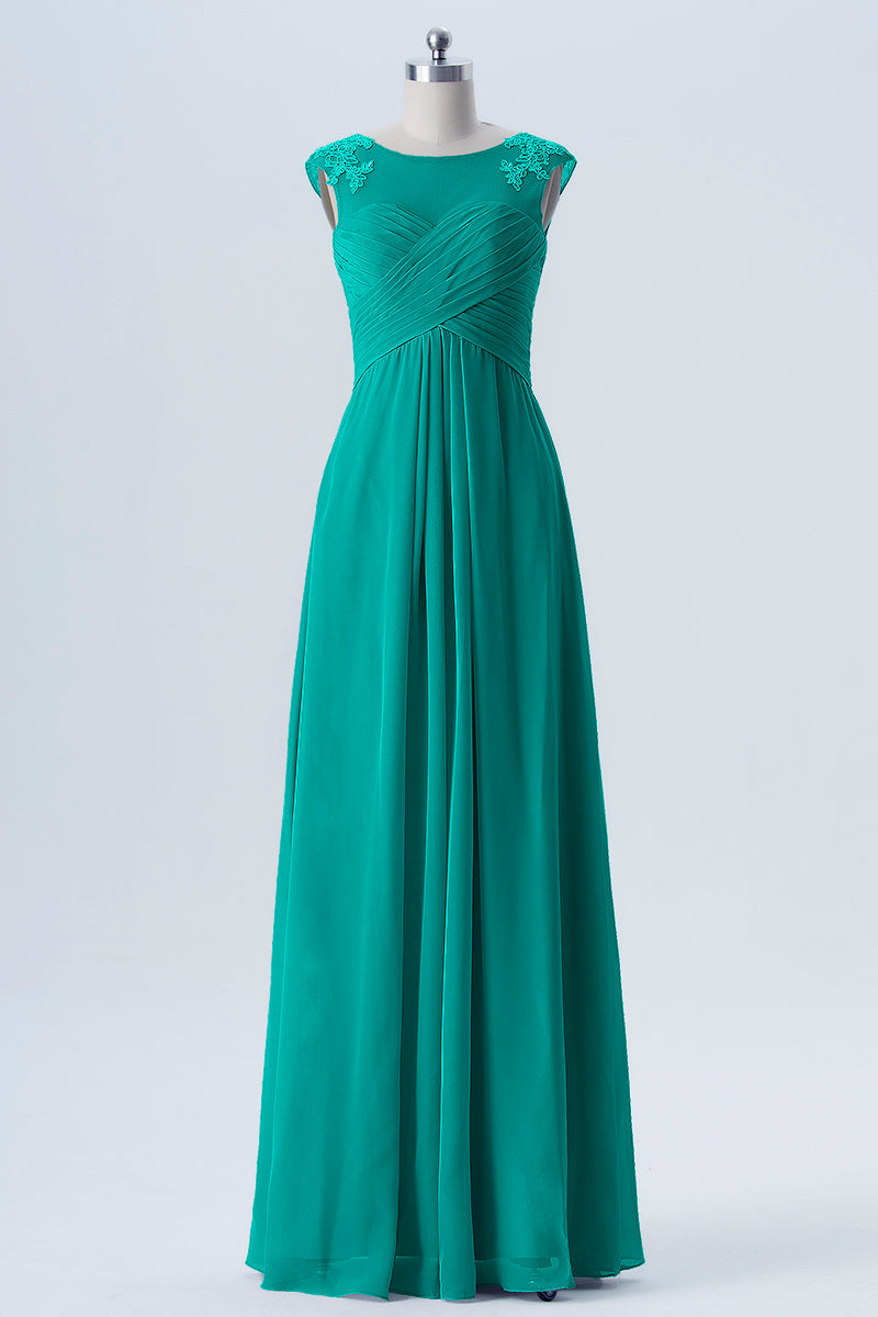 Lace Column Scoop Neck Sleeveless Bridesmaid Dress-B08313
