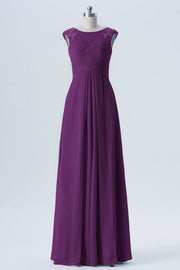 Lace Column Scoop Neck Sleeveless Bridesmaid Dress-B08313
