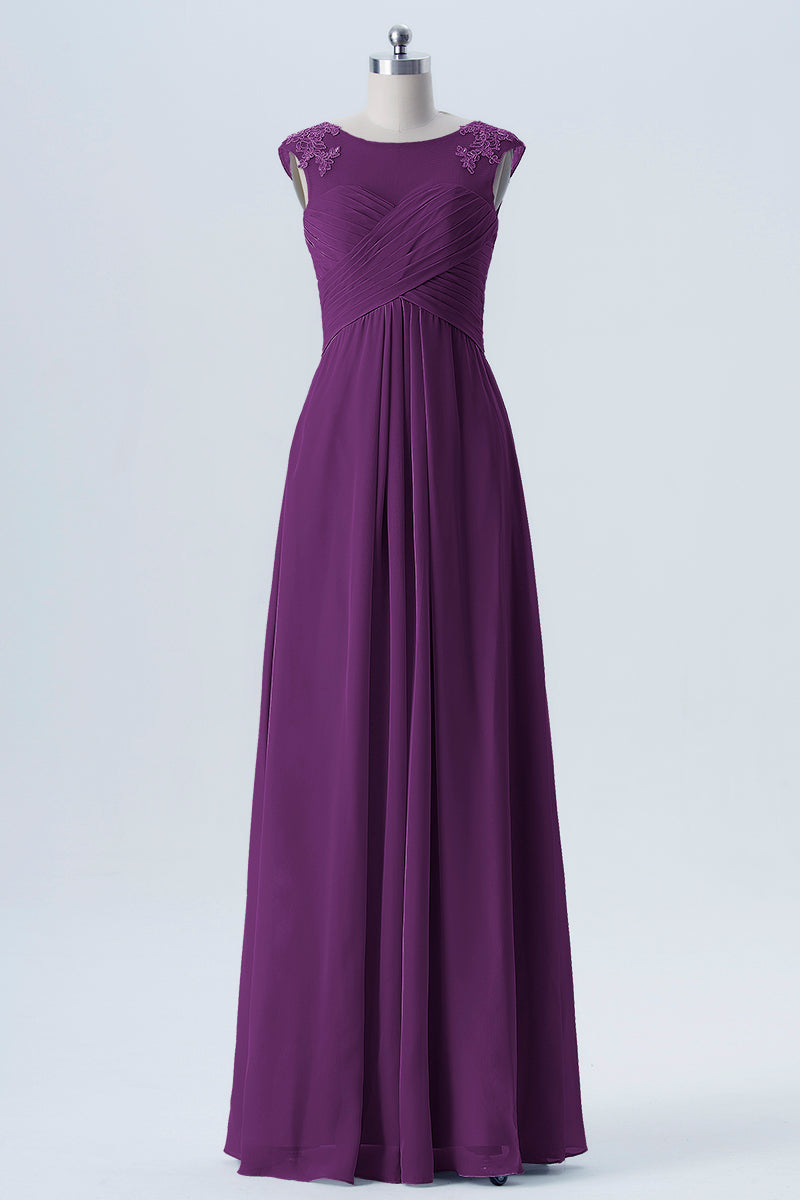 Lace Column Scoop Neck Sleeveless Bridesmaid Dress-B08313
