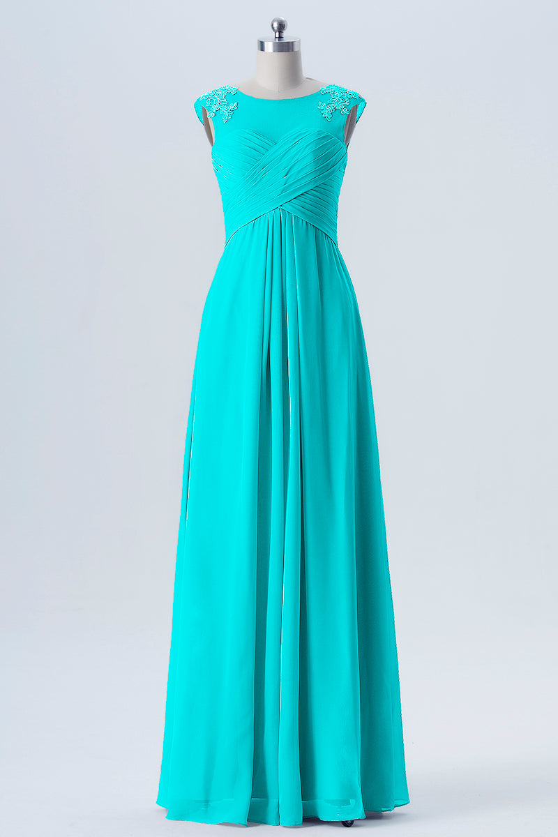 Lace Column Scoop Neck Sleeveless Bridesmaid Dress-B08313