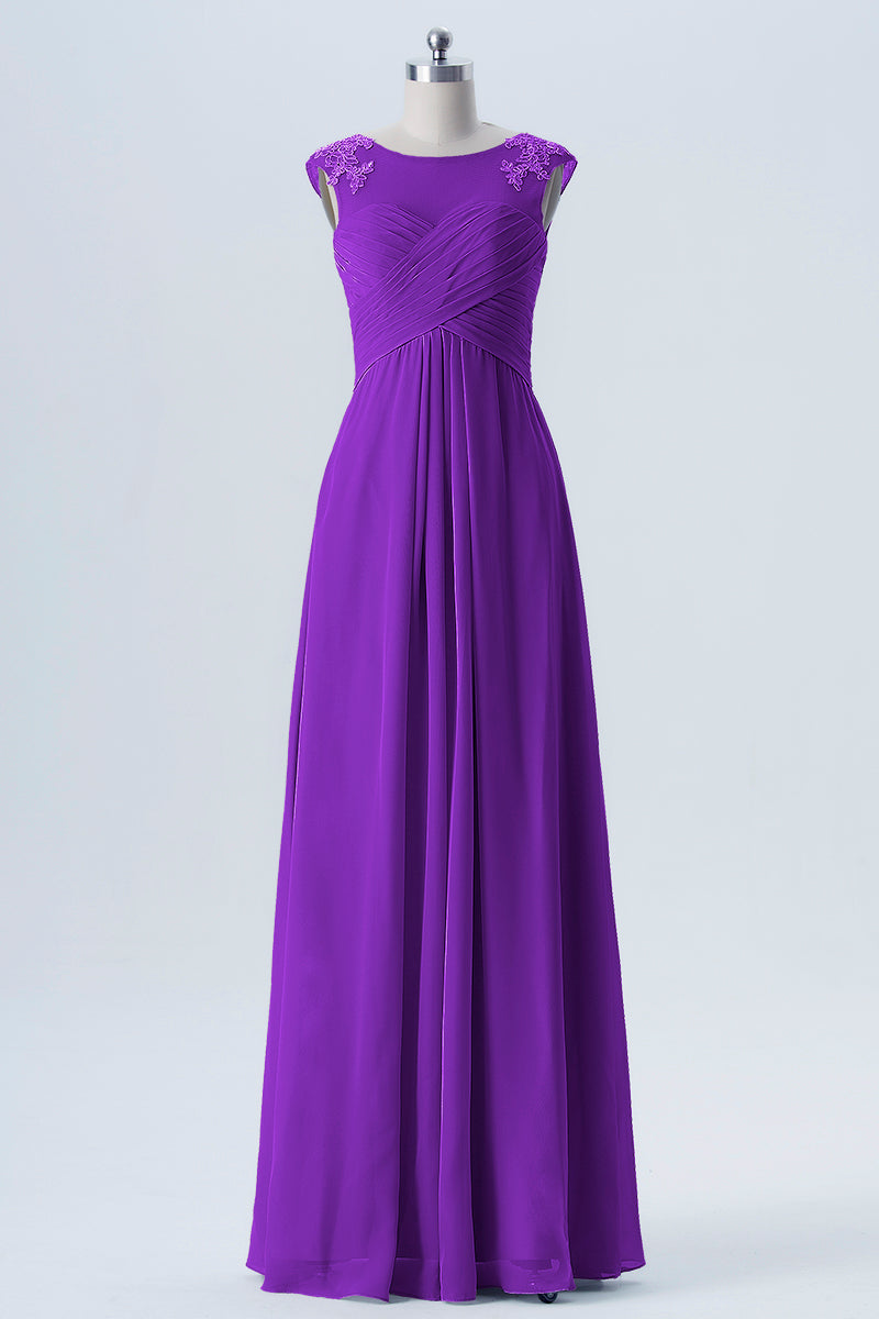 Lace Column Scoop Neck Sleeveless Bridesmaid Dress-B08313
