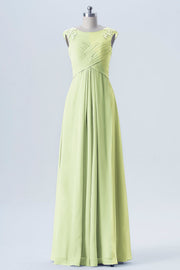 Lace Column Scoop Neck Sleeveless Bridesmaid Dress-B08313