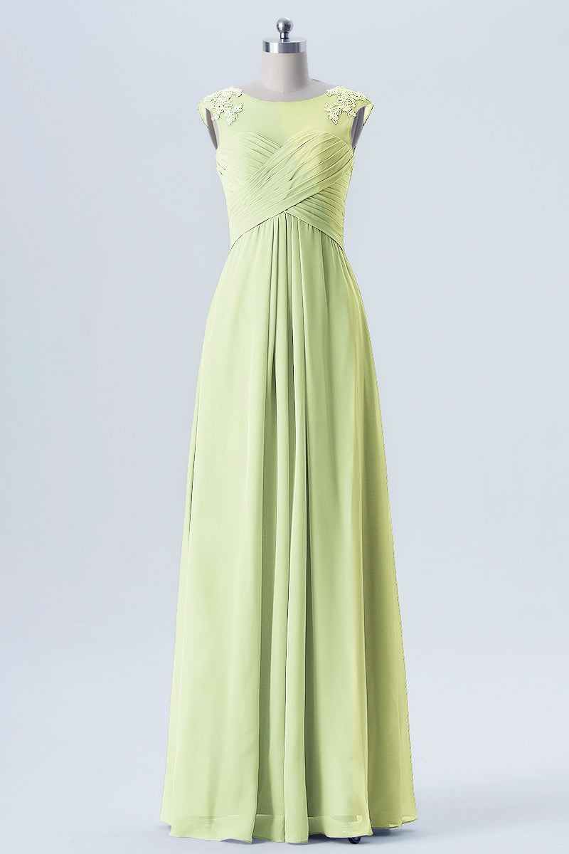 Lace Column Scoop Neck Sleeveless Bridesmaid Dress-B08313