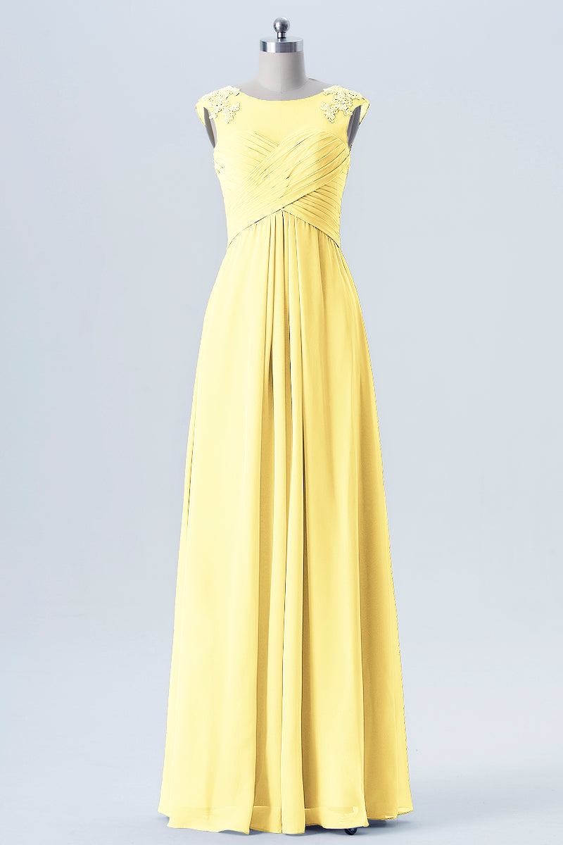 Lace Column Scoop Neck Sleeveless Bridesmaid Dress-B08313