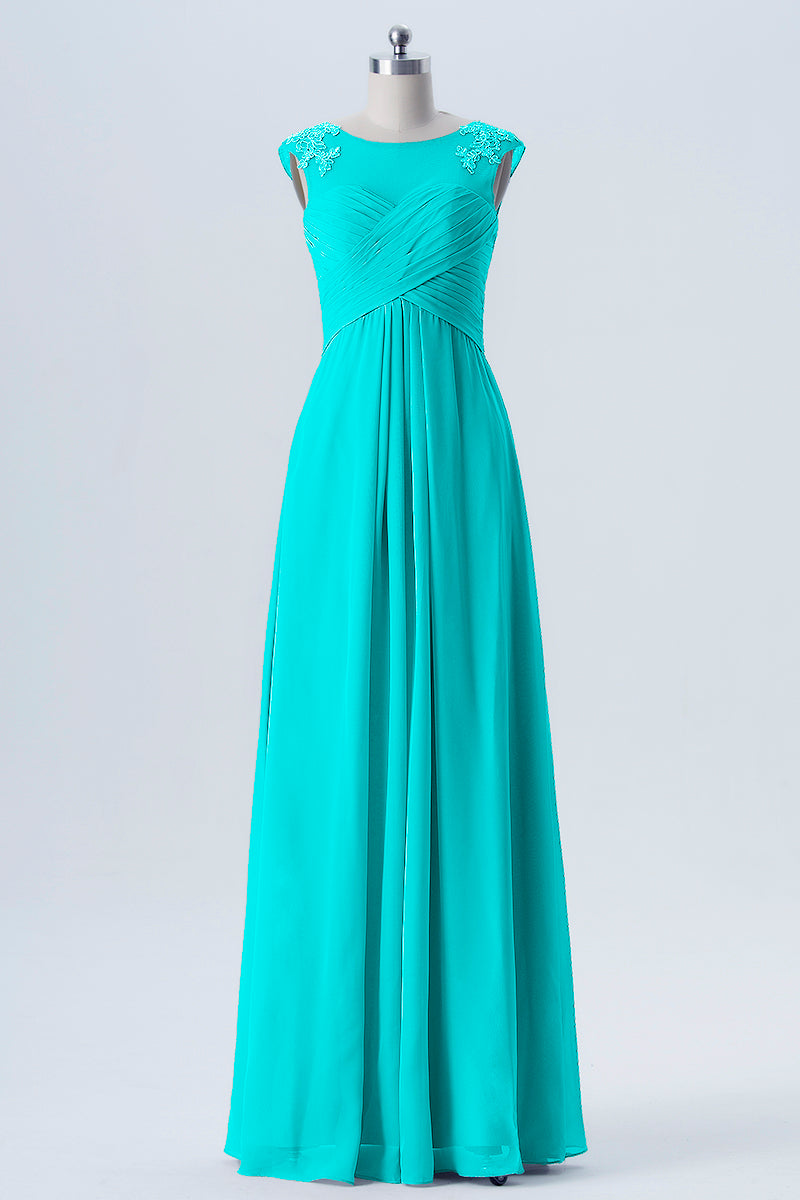 Lace Column Scoop Neck Sleeveless Bridesmaid Dress-B08313