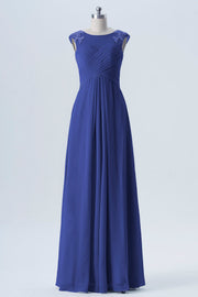 Lace Column Scoop Neck Sleeveless Bridesmaid Dress-B08313
