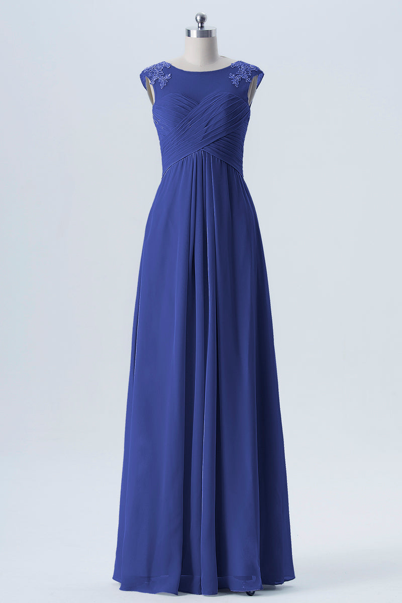Lace Column Scoop Neck Sleeveless Bridesmaid Dress-B08313