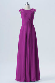 Lace Column Scoop Neck Sleeveless Bridesmaid Dress-B08313