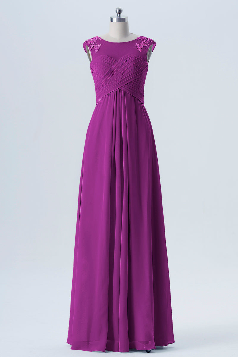 Lace Column Scoop Neck Sleeveless Bridesmaid Dress-B08313